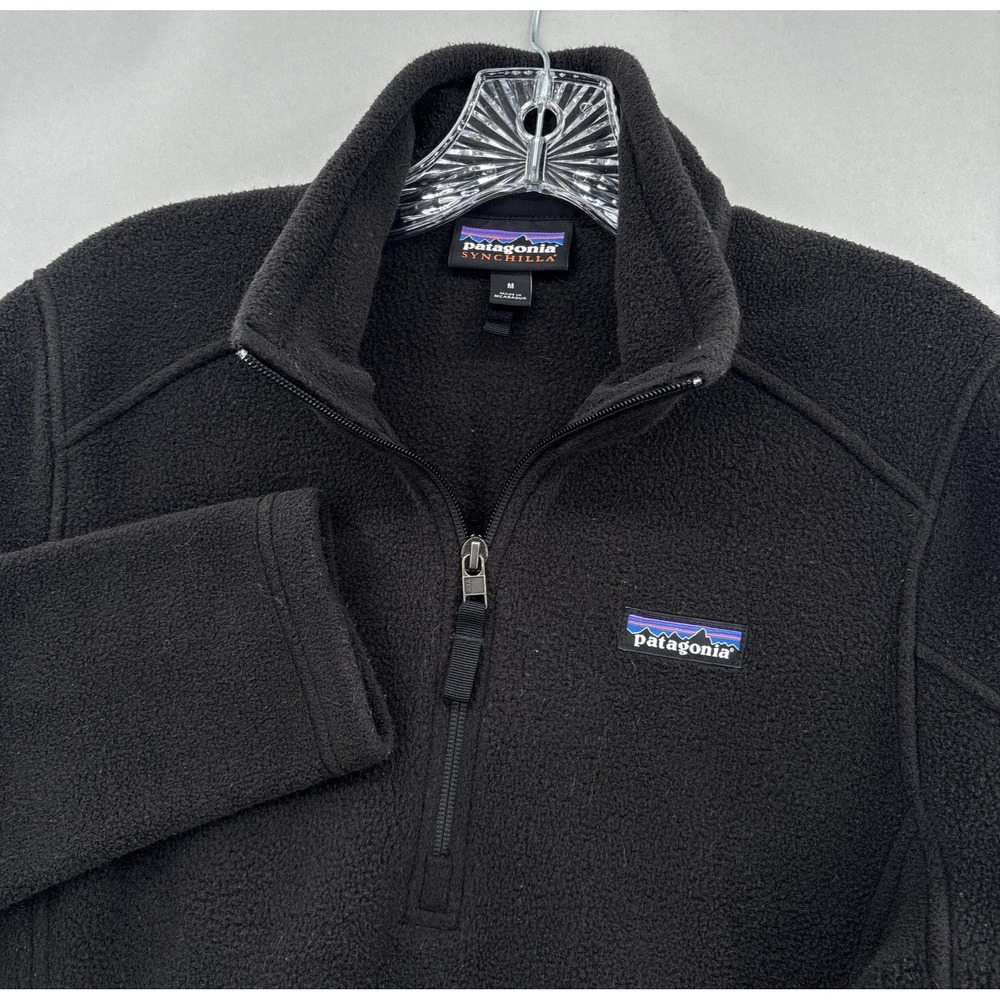 Patagonia Pullover Womens Medium Black Synchilla Fleece 1/4 Zip Marsupial Jacket